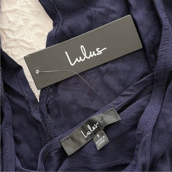 NWT Lulus Find Me Beachside Navy Blue Dolman Sleeve Mini Dress Small - Picture 3 of 5